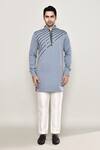 Arihant Rai Sinha_Grey Cotton, Silk Metallic Thread Tape Embellished Kurta _Online_at_Aza_Fashions