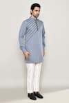 Shop_Arihant Rai Sinha_Grey Cotton, Silk Metallic Thread Tape Embellished Kurta _Online_at_Aza_Fashions