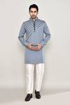 Arihant Rai Sinha_Grey Cotton, Silk Metallic Thread Tape Embellished Kurta _at_Aza_Fashions