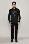 Arihant Rai Sinha_Black Cotton Tape Embellished Shirt _Online_at_Aza_Fashions