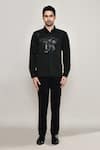 Arihant Rai Sinha_Black Cotton Metallic Tape Embellished Shirt _Online_at_Aza_Fashions