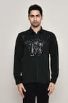 Buy_Arihant Rai Sinha_Black Cotton Metallic Tape Embellished Shirt _Online_at_Aza_Fashions