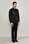 Arihant Rai Sinha_Black Cotton Metallic Tape Embellished Shirt _at_Aza_Fashions