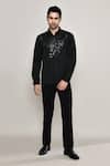 Buy_Arihant Rai Sinha_Black Cotton Metallic Tape Embellished Shirt 