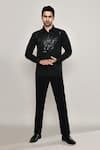Shop_Arihant Rai Sinha_Black Cotton Metallic Tape Embellished Shirt 