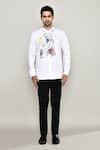 Aryavir Malhotra_White Cotton, Silk Doodle Print Shirt_Online_at_Aza_Fashions