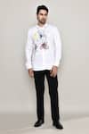 Aryavir Malhotra_White Cotton, Silk Doodle Print Shirt_at_Aza_Fashions