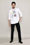 Buy_Aryavir Malhotra_White Cotton, Silk Doodle Print Shirt