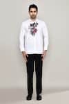 Aryavir Malhotra_White Cotton, Silk Wolf Print Shirt _Online_at_Aza_Fashions