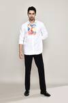 Buy_Aryavir Malhotra_White Cotton, Silk Embroidery Abstract Print Shirt 