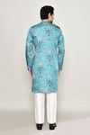 Shop_Arihant Rai Sinha_Blue Cotton, Silk Embroidery, Gota Patti Floral Mughal Print Kurta _at_Aza_Fashions