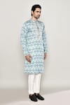 Shop_Arihant Rai Sinha_Sky Blue Cotton Silk Printed Floral Gota Bodice Kurta _Online_at_Aza_Fashions