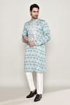 Buy_Arihant Rai Sinha_Sky Blue Cotton Silk Printed Floral Gota Bodice Kurta 