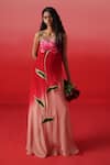 Buy_Kavitha Gutta_Red Pure Crepe Embroidery Blossom Square Neck Blume Sunset Ombre Maxi Dress _at_Aza_Fashions