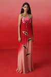 Buy_Kavitha Gutta_Red Pure Crepe Embroidery Blossom Square Neck Blume Sunset Ombre Maxi Dress _Online_at_Aza_Fashions