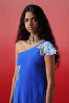 Buy_Kavitha Gutta_Blue Pure Crepe Embroidery Iris One Shoulder Neck Celestial Blossom Ombre Dress _Online_at_Aza_Fashions