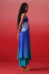 Kavitha Gutta_Blue Pure Crepe Embroidery Iris One Shoulder Neck Celestial Blossom Ombre Dress _at_Aza_Fashions