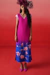 Buy_Kavitha Gutta_Pink Pure Crepe Embroidery Magnolia V Neck Dream Ombre Kurta With Pant _Online_at_Aza_Fashions