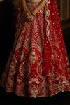 Buy_Kavitha Gutta_Red Raw Silk Embroidery Swarovski Crystal Off Ambrosia Bridal Lehenga Set _Online_at_Aza_Fashions