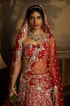 Kavitha Gutta_Red Raw Silk Embroidery Swarovski Crystal Off Ambrosia Bridal Lehenga Set _at_Aza_Fashions