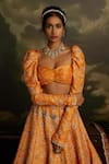 Shop_Kavitha Gutta_Orange Blouse And Lehenga Raw Silk Embroidery Zari Amber Radiance Set 