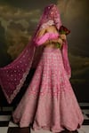 Shop_Kavitha Gutta_Pink Blouse And Lehenga Raw Silk Embroidery Zari Off Rosy Radiance Set _at_Aza_Fashions