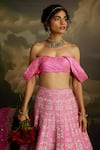 Shop_Kavitha Gutta_Pink Blouse And Lehenga Raw Silk Embroidery Zari Off Rosy Radiance Set 