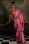 Kavitha Gutta_Magenta Pure Satin Embroidery Cutout Sweetheart Allure Sequin Saree With Blouse _Online_at_Aza_Fashions