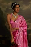 Kavitha Gutta_Magenta Pure Satin Embroidery Cutout Sweetheart Allure Sequin Saree With Blouse _at_Aza_Fashions