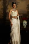 Buy_Kavitha Gutta_White Chikankari Embroidery Sequin Geometric Grace Saree With Blouse _at_Aza_Fashions