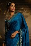 Kavitha Gutta_Blue Organza Embroidery Floral Queen Anne Whispers Resham Saree With Blouse _at_Aza_Fashions