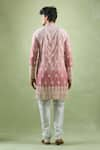 Shop_Aryavir Malhotra_Pink Soft Cotton Shaded Thread Floral Embroidered Kurta _at_Aza_Fashions