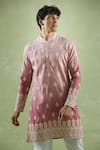 Buy_Aryavir Malhotra_Pink Soft Cotton Shaded Thread Floral Embroidered Kurta _Online_at_Aza_Fashions