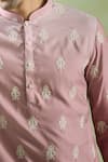 Buy_Aryavir Malhotra_Pink Soft Cotton Shaded Thread Floral Embroidered Kurta 