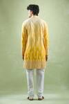 Shop_Aryavir Malhotra_Yellow Soft Cotton Shaded Thread Blossom Embroidered Kurta _at_Aza_Fashions