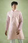 Aryavir Malhotra_Pink Silk Embroidery Thread Sleeves Kurta _Online_at_Aza_Fashions