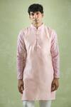 Buy_Aryavir Malhotra_Pink Silk Embroidery Thread Sleeves Kurta 