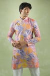 Buy_Aryavir Malhotra_Purple Soft Cotton Print Fleur And Foil Kurta _Online_at_Aza_Fashions