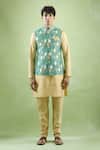 Buy_Arihant Rai Sinha_Green Cotton Embroidery Bandhani Jaal Print Thread Bundi 