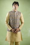 Arihant Rai Sinha Green Cotton Sequins, Embroidery Crest Bloom Jaal Bundi Online at Aza Fashions Arihant Rai Sinha_Green Cotton Sequins, Embroidery Crest Bloom Jaal Bundi _Online_at_Aza_Fashions