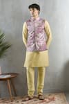 Buy_Aryavir Malhotra_Wine Bundi Jacquard Woven Floral Kurta Set _at_Aza_Fashions