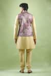 Shop_Aryavir Malhotra_Wine Bundi Jacquard Woven Floral Kurta Set _at_Aza_Fashions