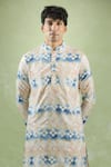 Aryavir Malhotra_Cream Soft Cotton Printed Foil Kurta _at_Aza_Fashions