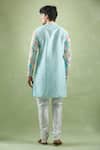 Shop_Arihant Rai Sinha_Blue Silk Embroidery Placed Collage Print Kurta _at_Aza_Fashions