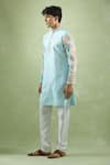 Arihant Rai Sinha_Blue Silk Embroidery Placed Collage Print Kurta _at_Aza_Fashions