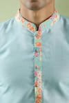 Buy_Arihant Rai Sinha_Blue Silk Embroidery Placed Collage Print Kurta 