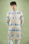 Buy_Aryavir Malhotra_Cream Kurta Soft Cotton Printed Geometric Set 