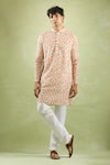 Buy_Aryavir Malhotra_Cream Kurta Soft Cotton Printed Geometric Abstract Set 