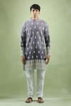 Shop_Arihant Rai Sinha_Purple Cotton, Silk, Chanderi Embroidery Floral Kurta Set _Online_at_Aza_Fashions