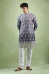 Buy_Arihant Rai Sinha_Purple Cotton, Silk, Chanderi Embroidery Floral Kurta Set 